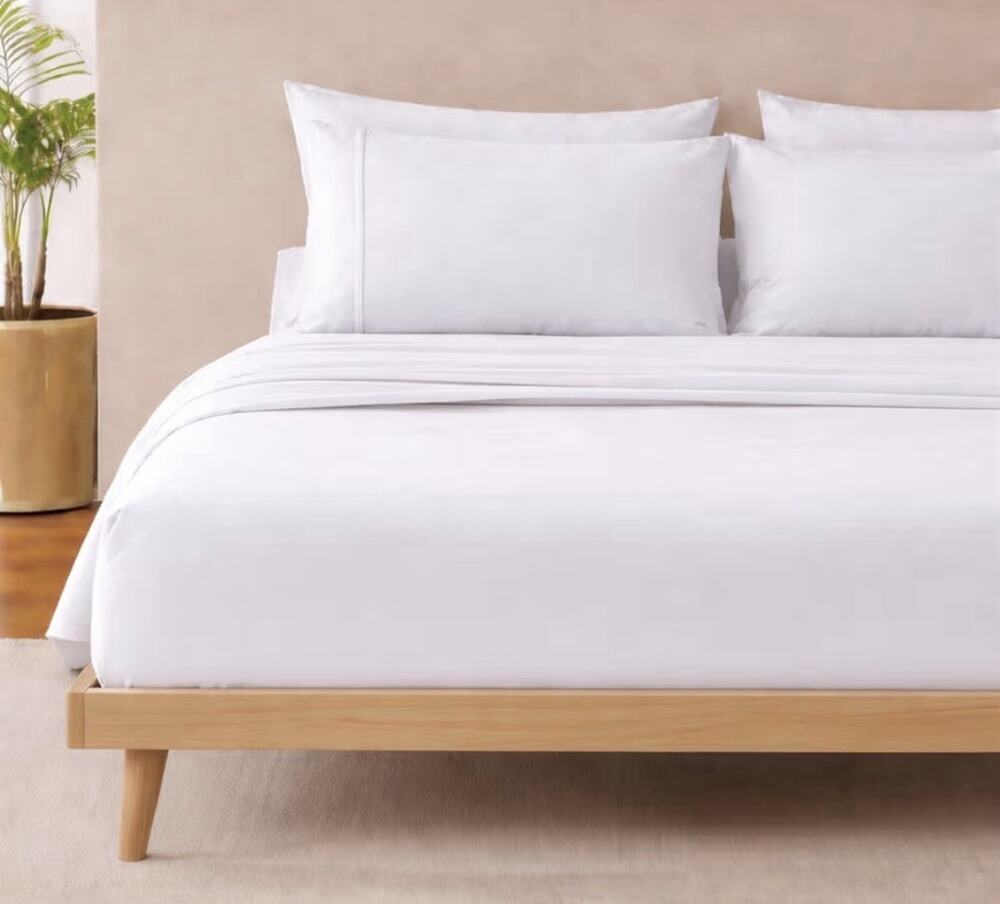 Toesty Sheets - King Top Semi-Fitted No-Tuck Flat Sheet White/white Trim NEW